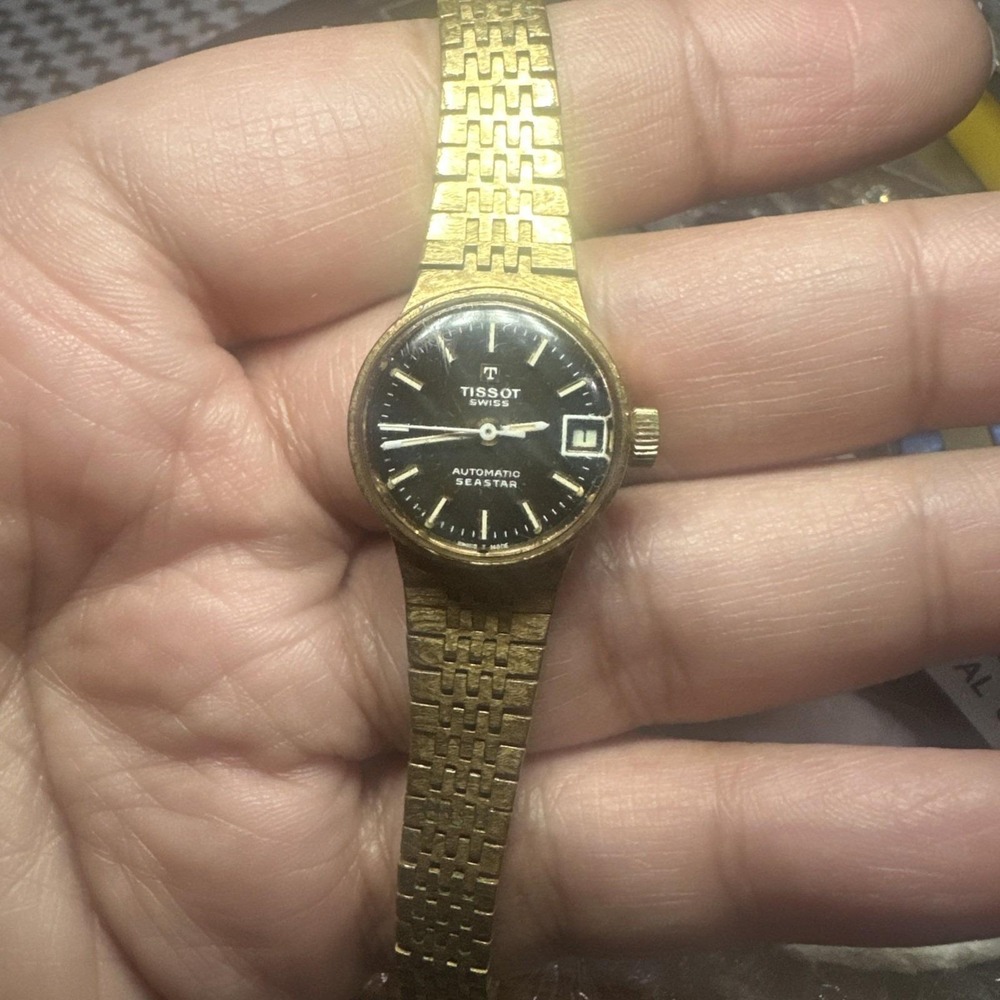 Vintage Tissot Seastar Automatic 1960 ladies Gold watch 20mm Fit 6in Broken Band
